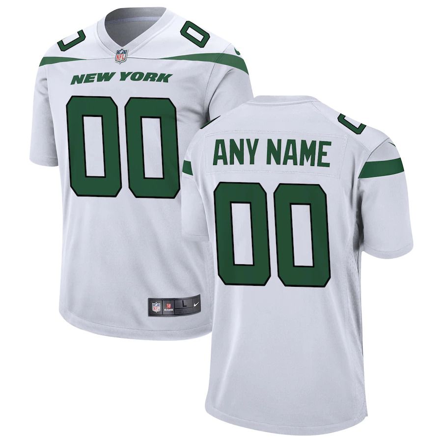 Men New York Jets Nike White Custom Game NFL Jersey->customized nfl jersey->Custom Jersey